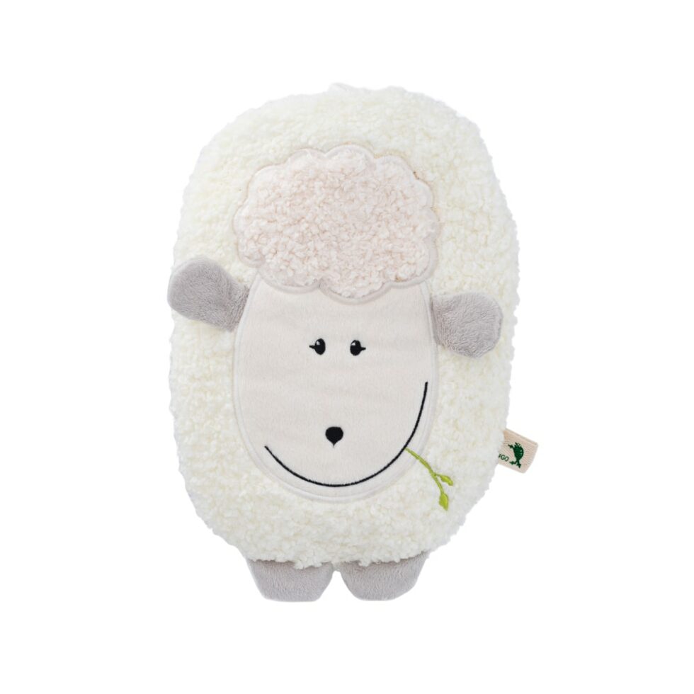 Bouillotte Éco housse polaire bouclée confort Agneau blanc